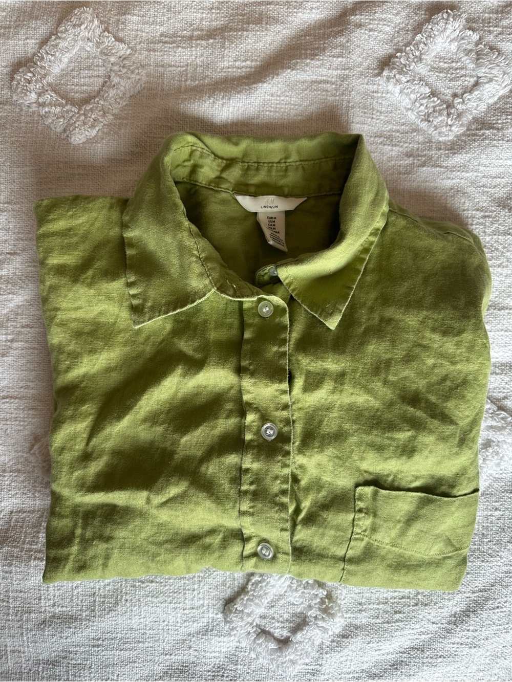 H&M Linen Button Down Short Sleeve Top  Medium